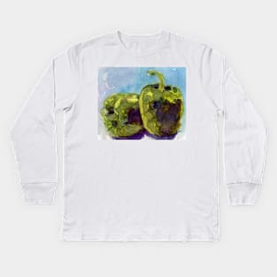 Green Peppers Kitchen Art Kids Long Sleeve T-Shirt